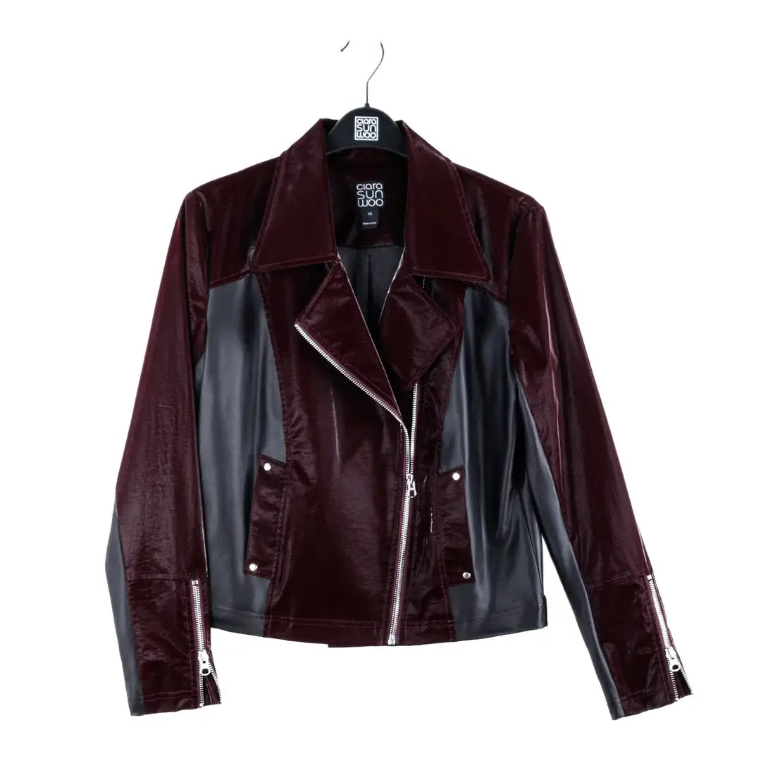 JK225H -Vinyl, Liquid Leather ™ Panel Zip Cuff Pocket Jacket: Black / L