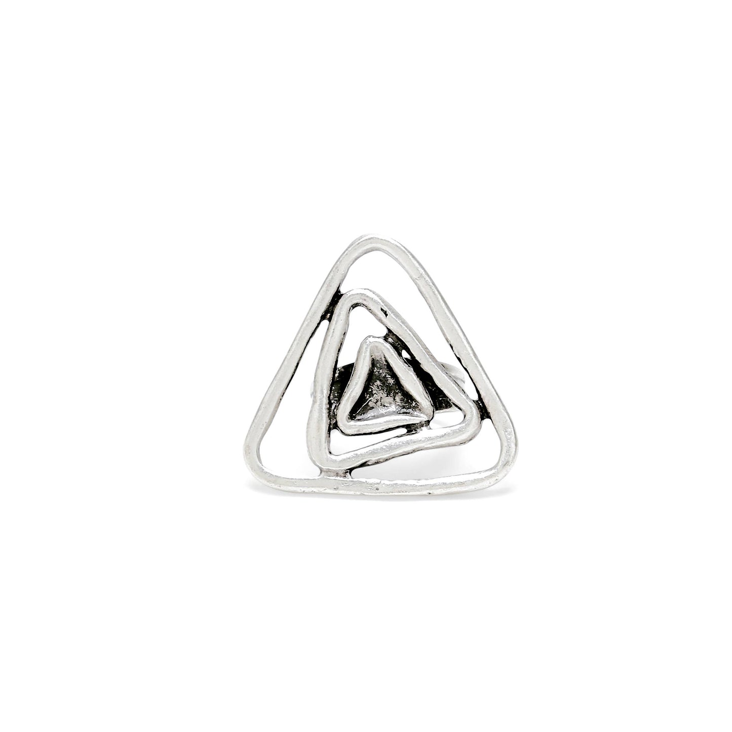 Handmade Triangle Spiral Pewter Rings - 24-404