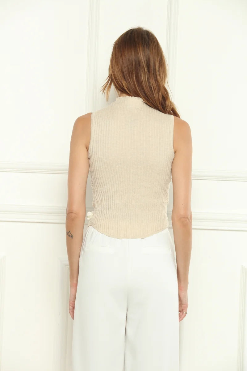 3D Flower Mock Neck Sweater 62103 - Zero Degree Celsius