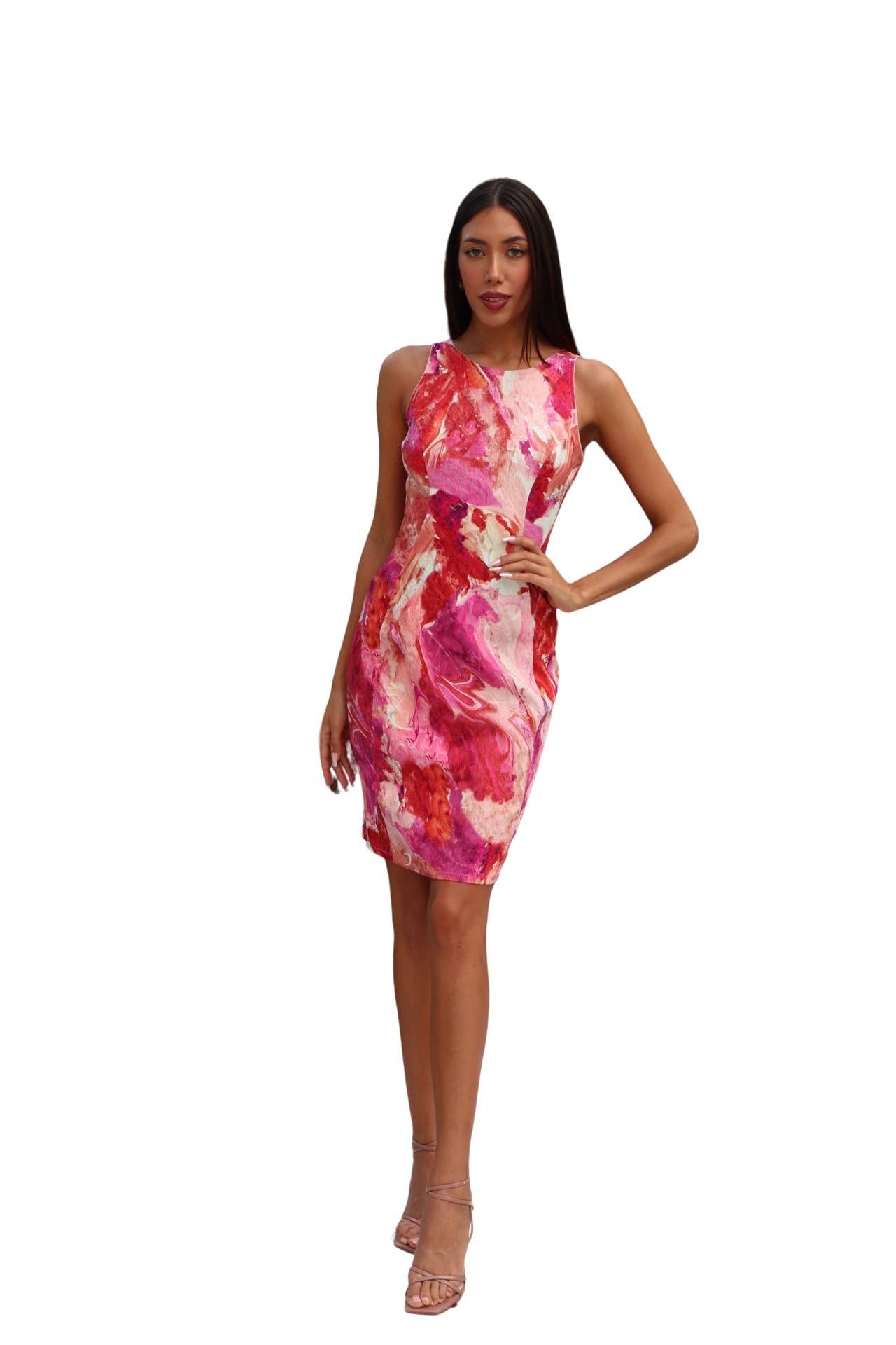 GEMMA Textured Watercolor Fitted  Sheath Dress - Elana Kattan