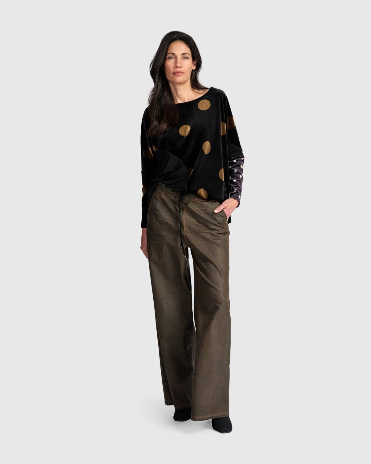 Everyday Velvet Curve Top, Black/Gold Dot: Eclipse / L (US 14-16)