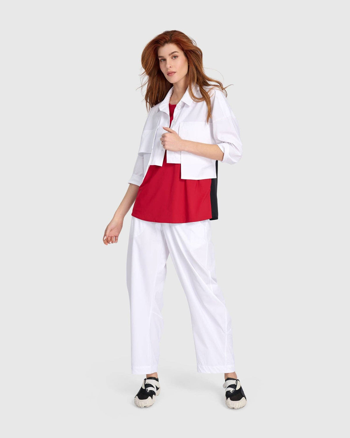 Tekbika Crop Utility Topper, White: White / 2 (US 8-10)