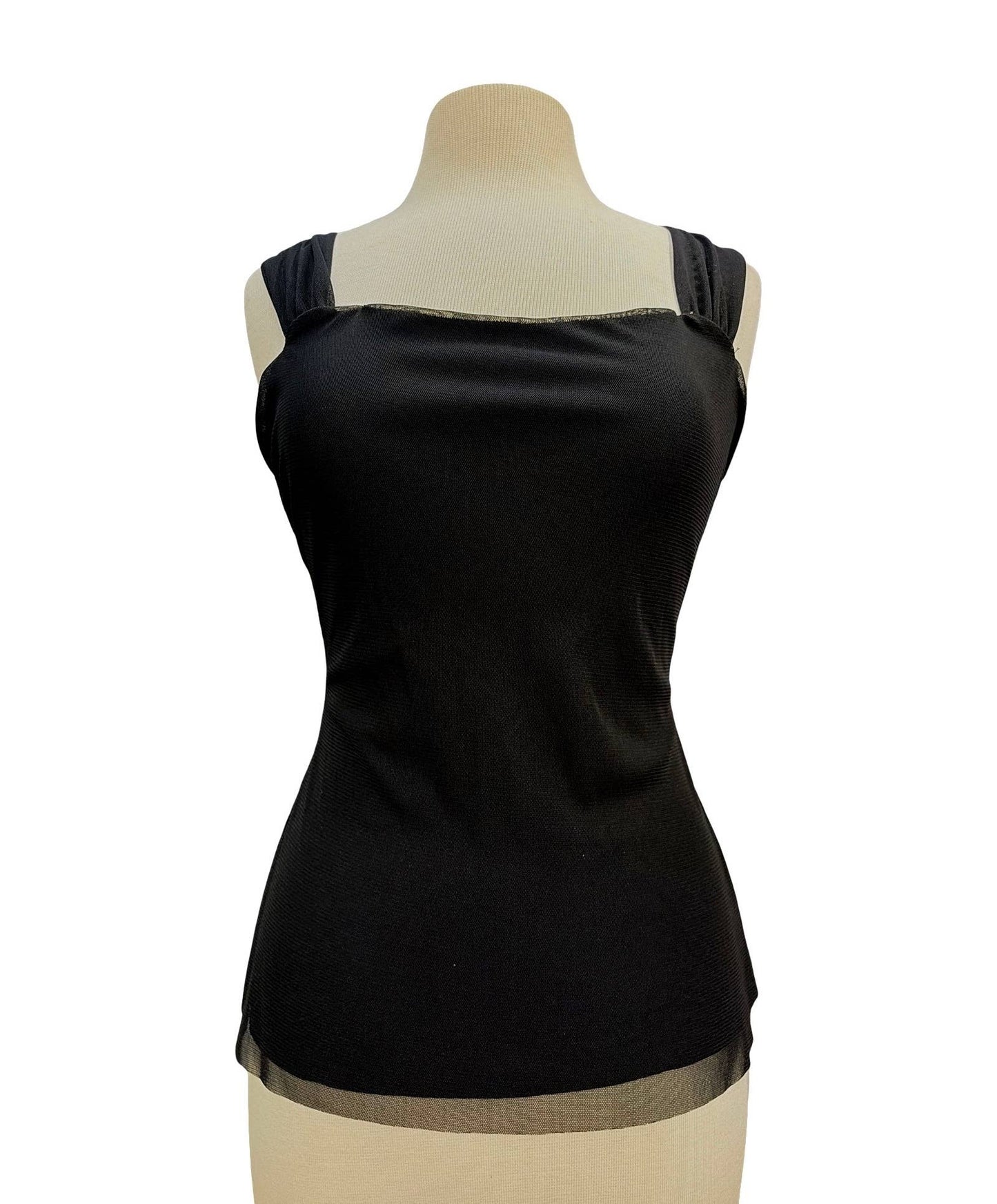 MAXIMA Wide Strap Mesh Cami Top /BLACK: S