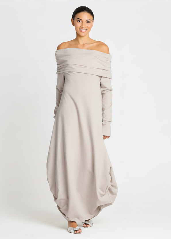 French Terry Curtain Dress - Putty: 1