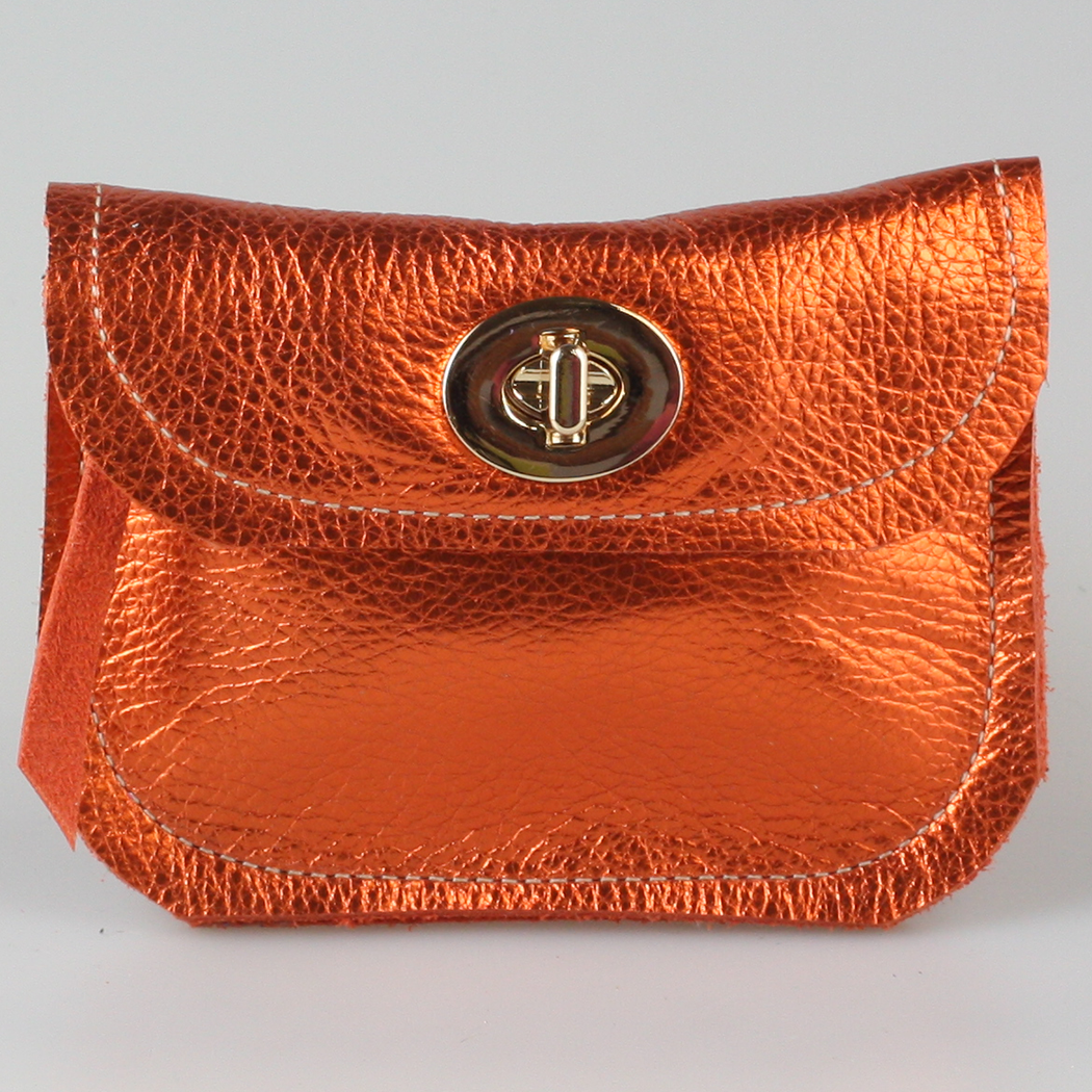 The Turnlock Metallic Leather Wallets: 3 sizes!: Silver / Hamilton: 8"x4.5"