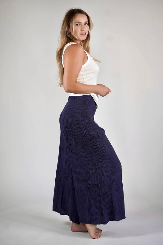 Arpa Double Cotton Gauze Pants Navy: Navy / One Size