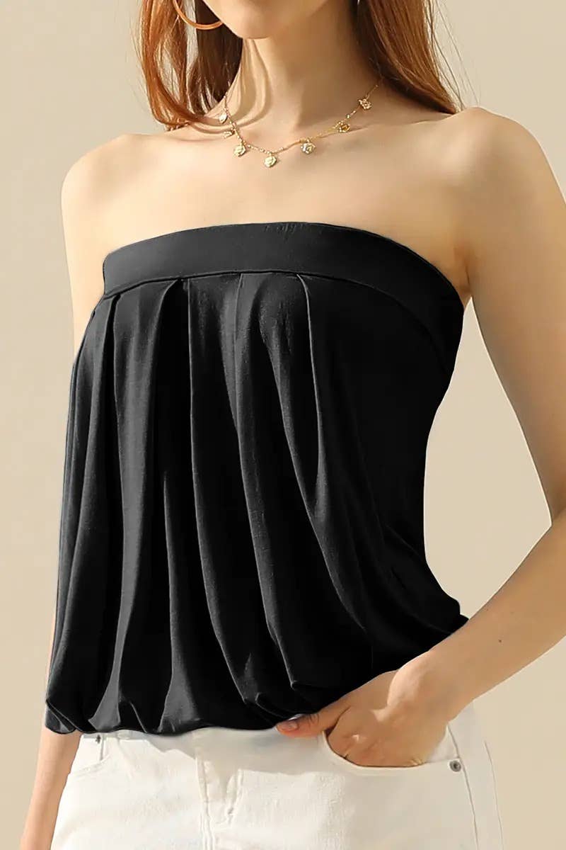 Seamless Ribbed Bandeau Top for Layering: MUSTARD / (L) 1