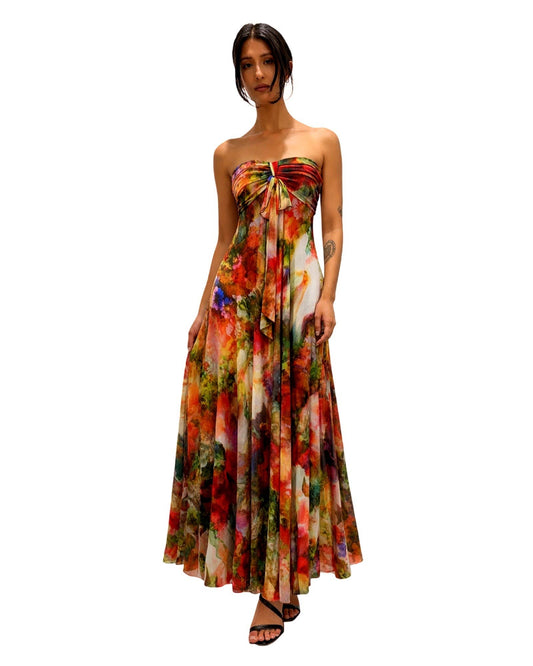 BRUNA Long Strapless Flared Empire: S