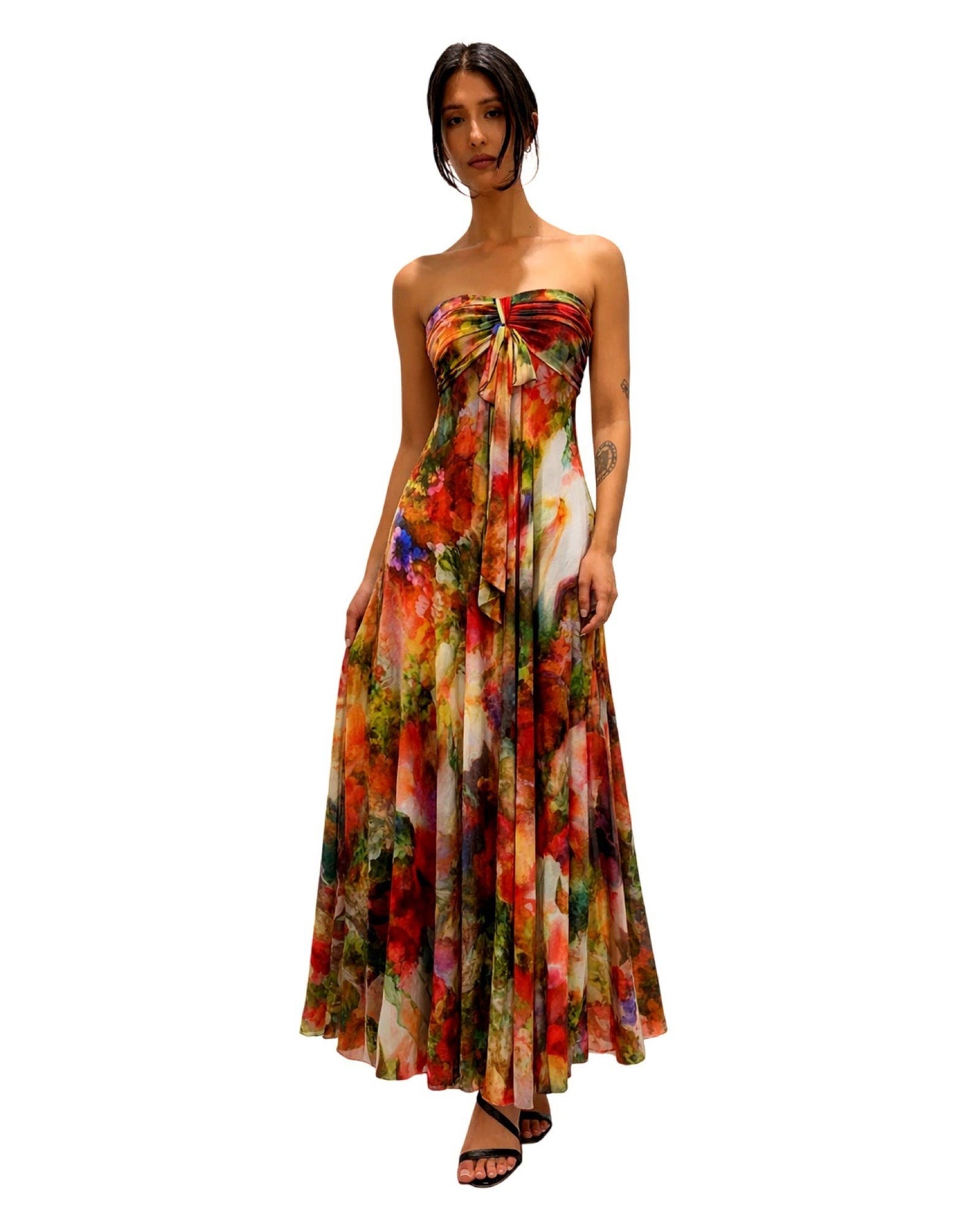 BRUNA Long Strapless Flared Empire: L