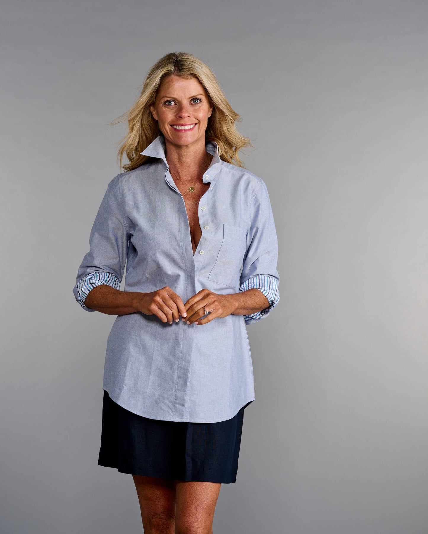 The Modified Boyfriend Shirt in Cadet Blue Oxford: 2XL