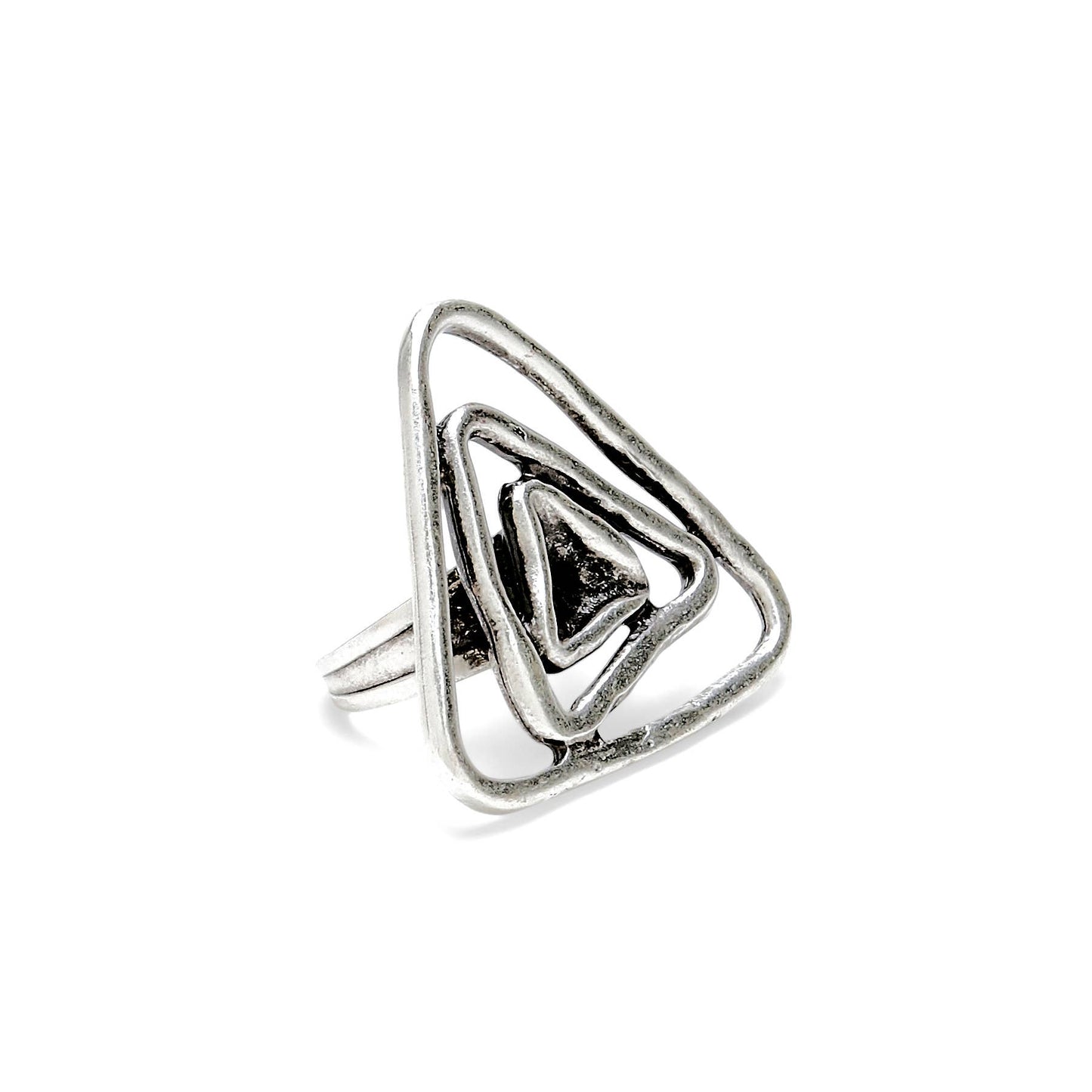 Handmade Triangle Spiral Pewter Rings - 24-404