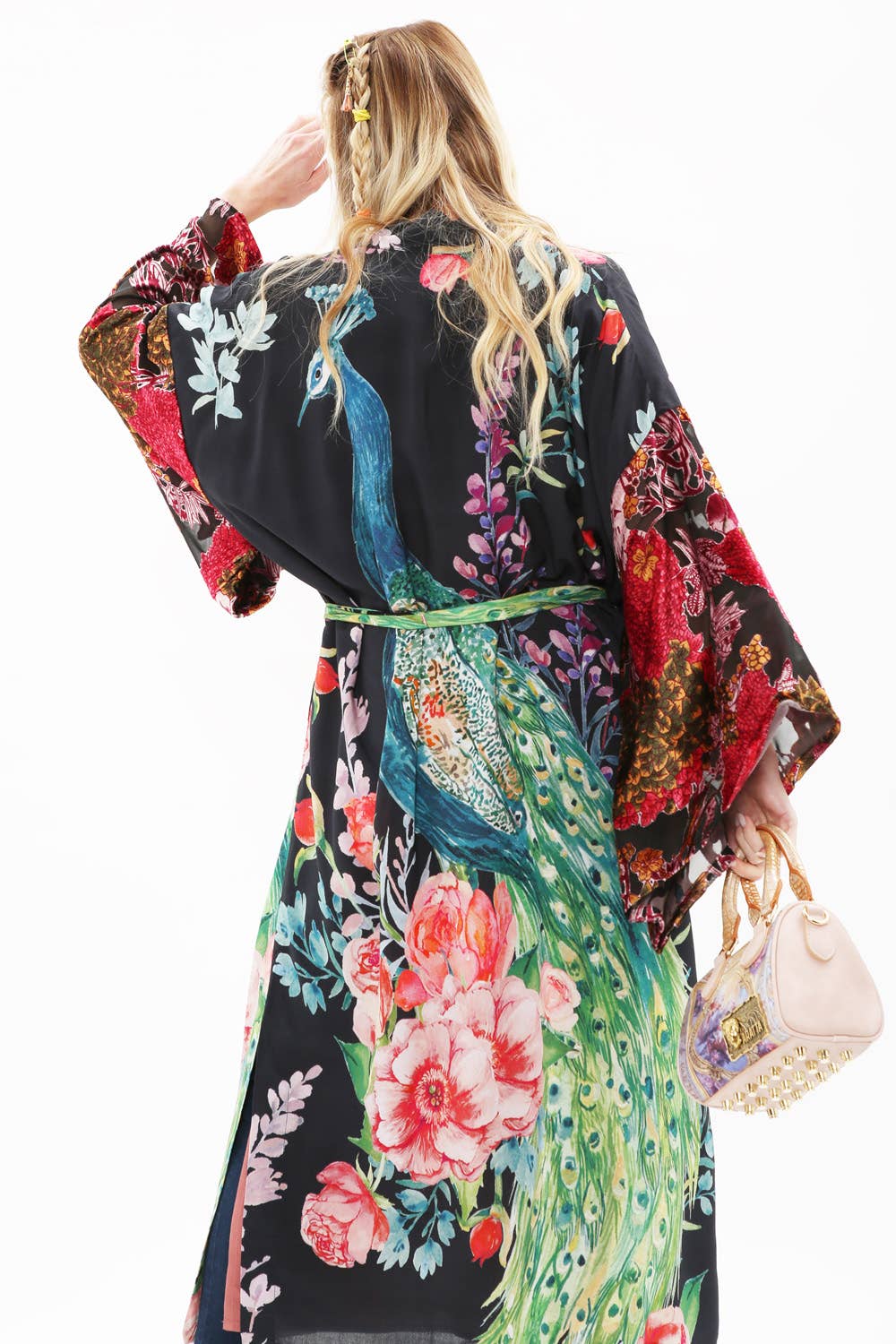 Sweet Fantasy Kimono | Peacock Floral Print | Women's Kimono: Night Peacock Print / One Size