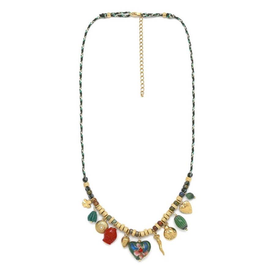 Heart Ladybug Charms Necklace -  N2-2682