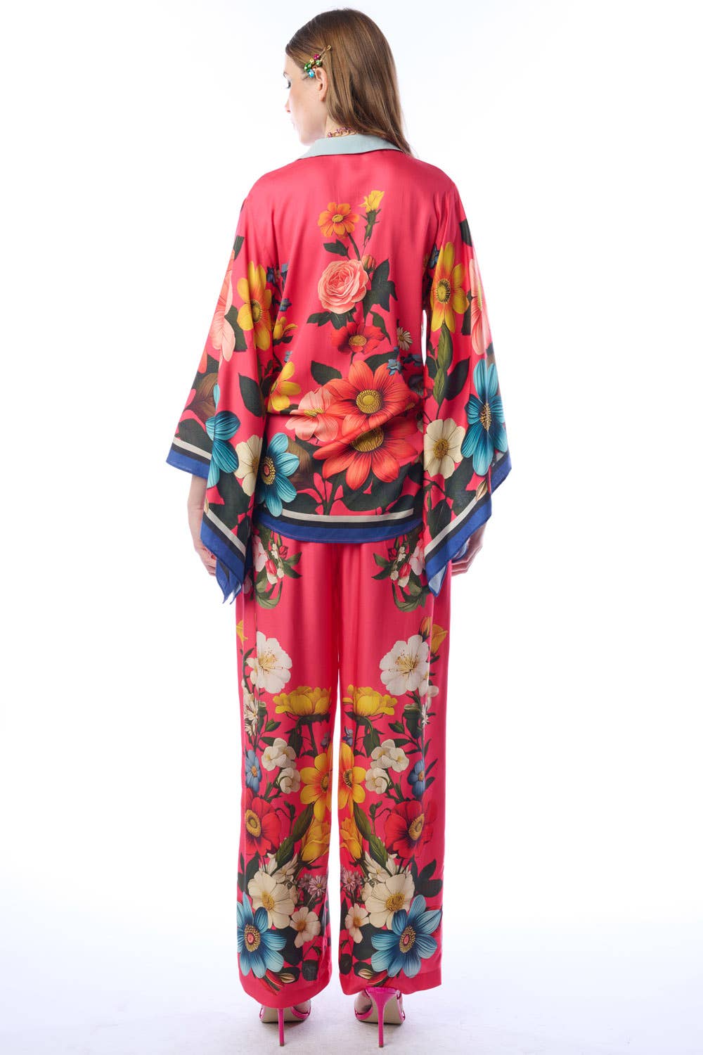 Floral Garden Shirt | Button-Down Blouse | Long Sleeves Top: Rose Floral / S