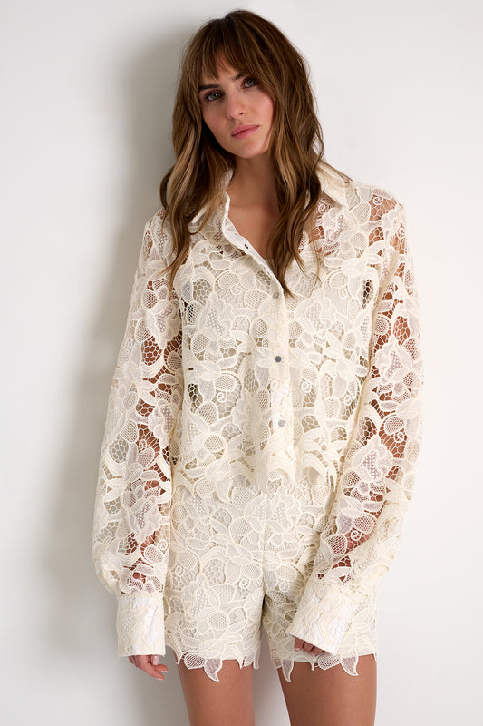 Floral Guipare Lace Blouse 52643-81 - SHAN