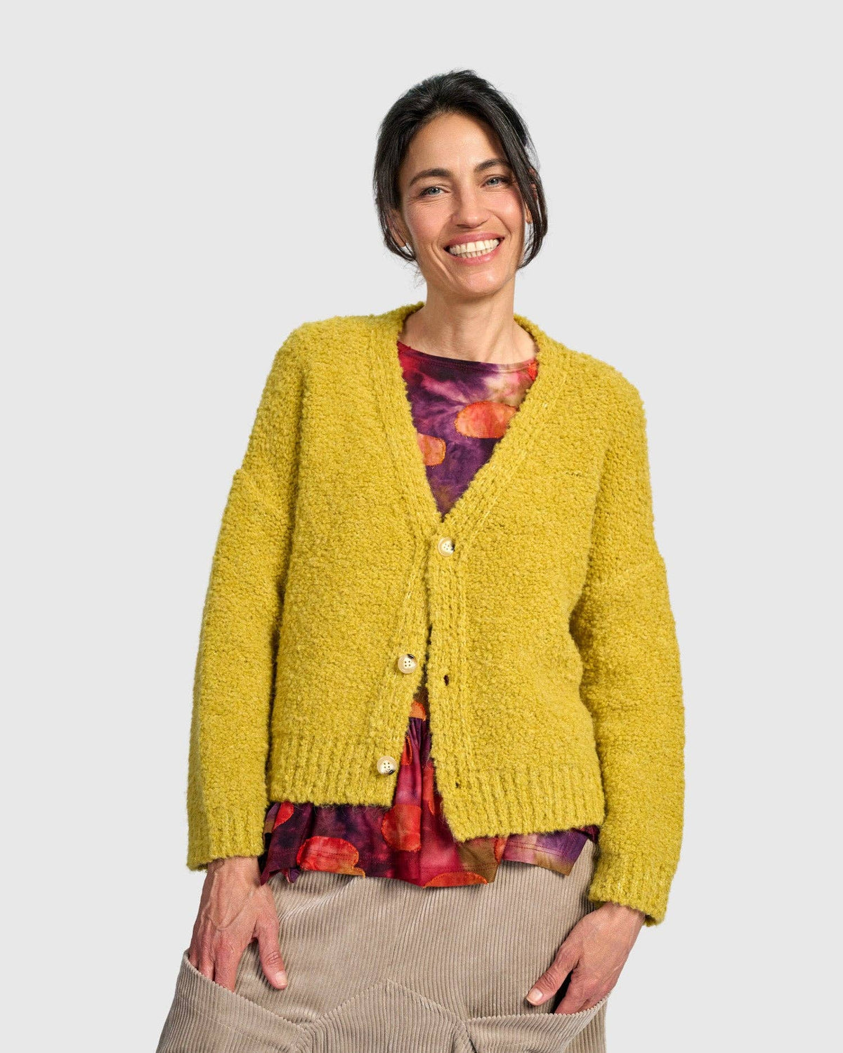 Teddy Boucle Cardigan, Sunflower: Honey / S (US 8-12)