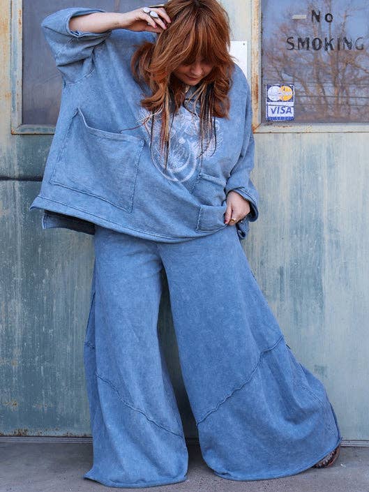 Kantha Bae Dream Wide Leg Pants - Denim - Free Size Boho Fit: Default Title