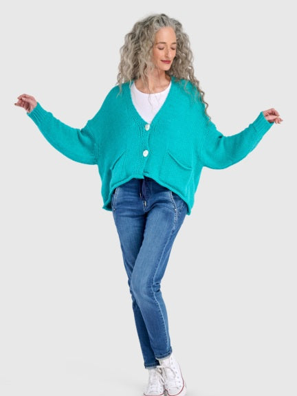 Slouchy Turquoise Cardigan AS43T - Alembika