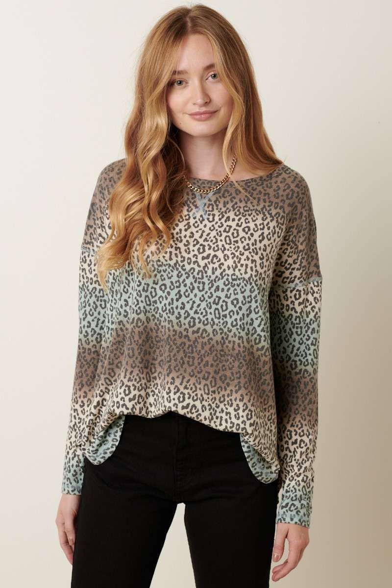 Leopard Ombre Dye Knit Top N13923