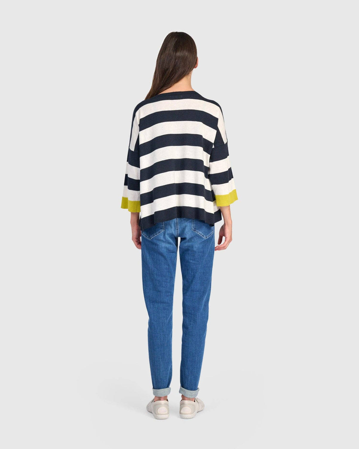 Jetty Striped Sweater, Lemon Trim: Lime / ONE SIZE