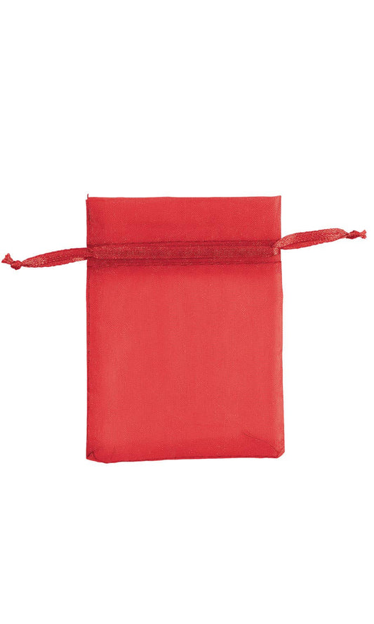 Organza Drawstring Pouch: Red / Pack of 10 / 3" x 4"