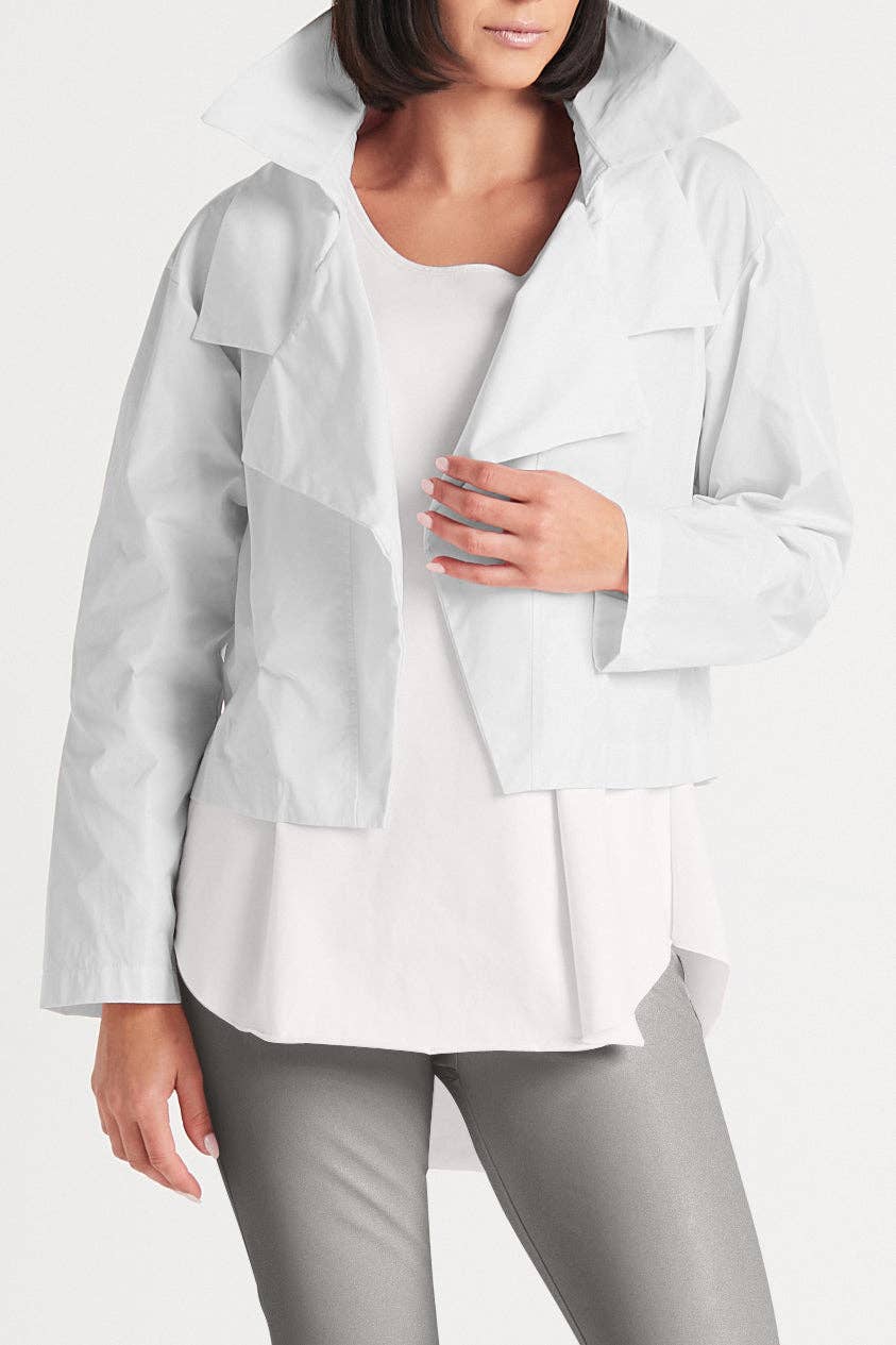 Nylon Triple Collar Jacket - White: White