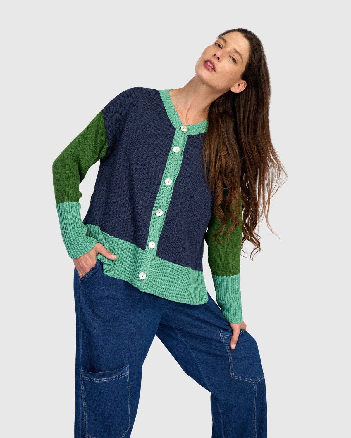 Marmalade Cardigan, Blue/Green: Midnight / ONE SIZE