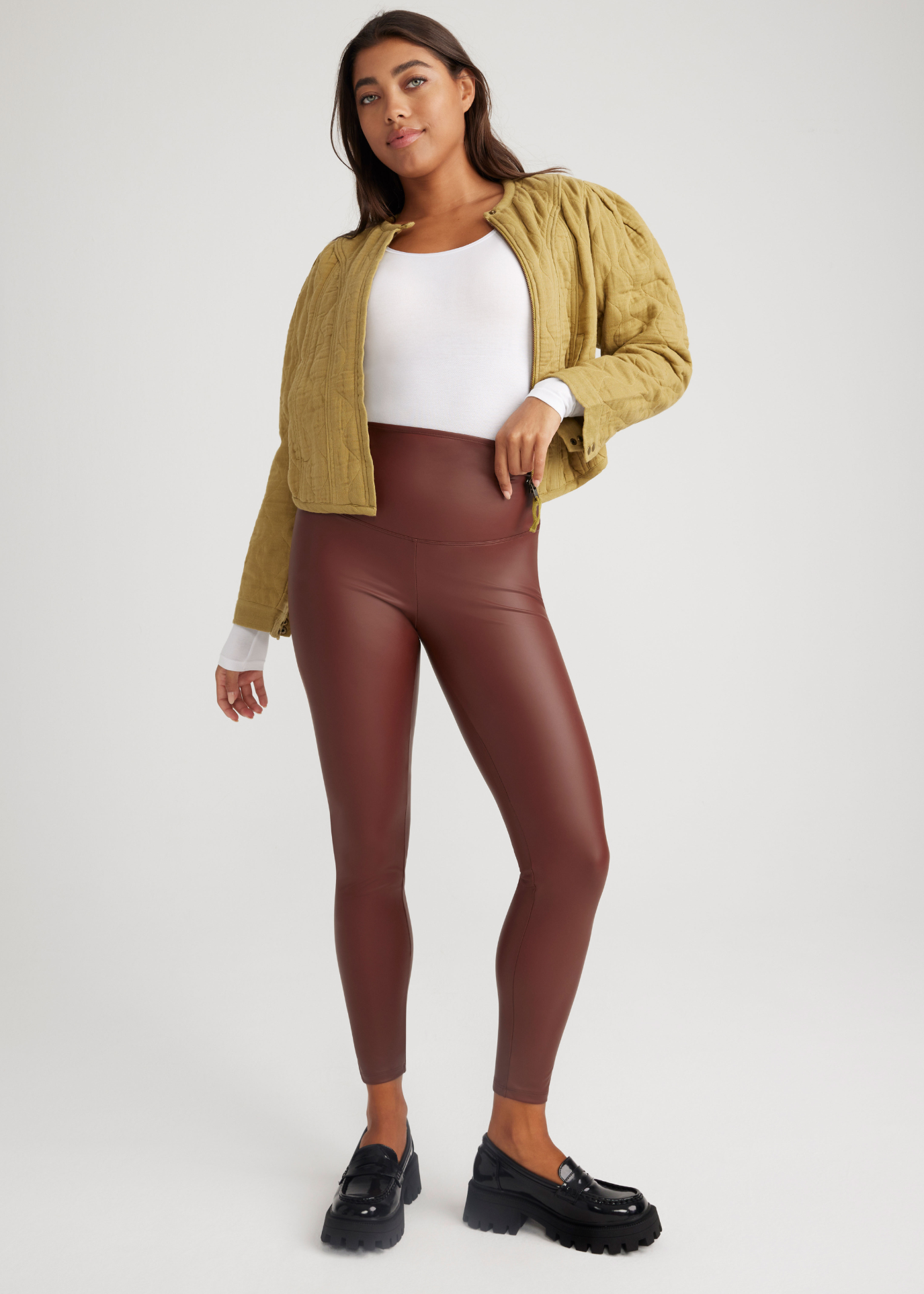 Faux Leather Shaping Legging - Yummie