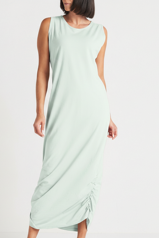 Cotton Lycra Ruched Tank Dress - Mint: 0