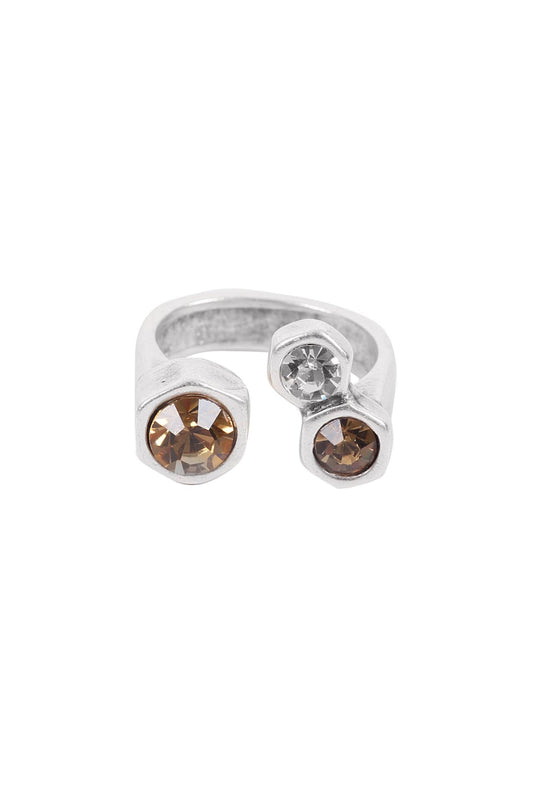 Handmade Crystal Brass Ring - 6805