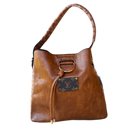 Cognac Lawless Leopard Trim Hobo