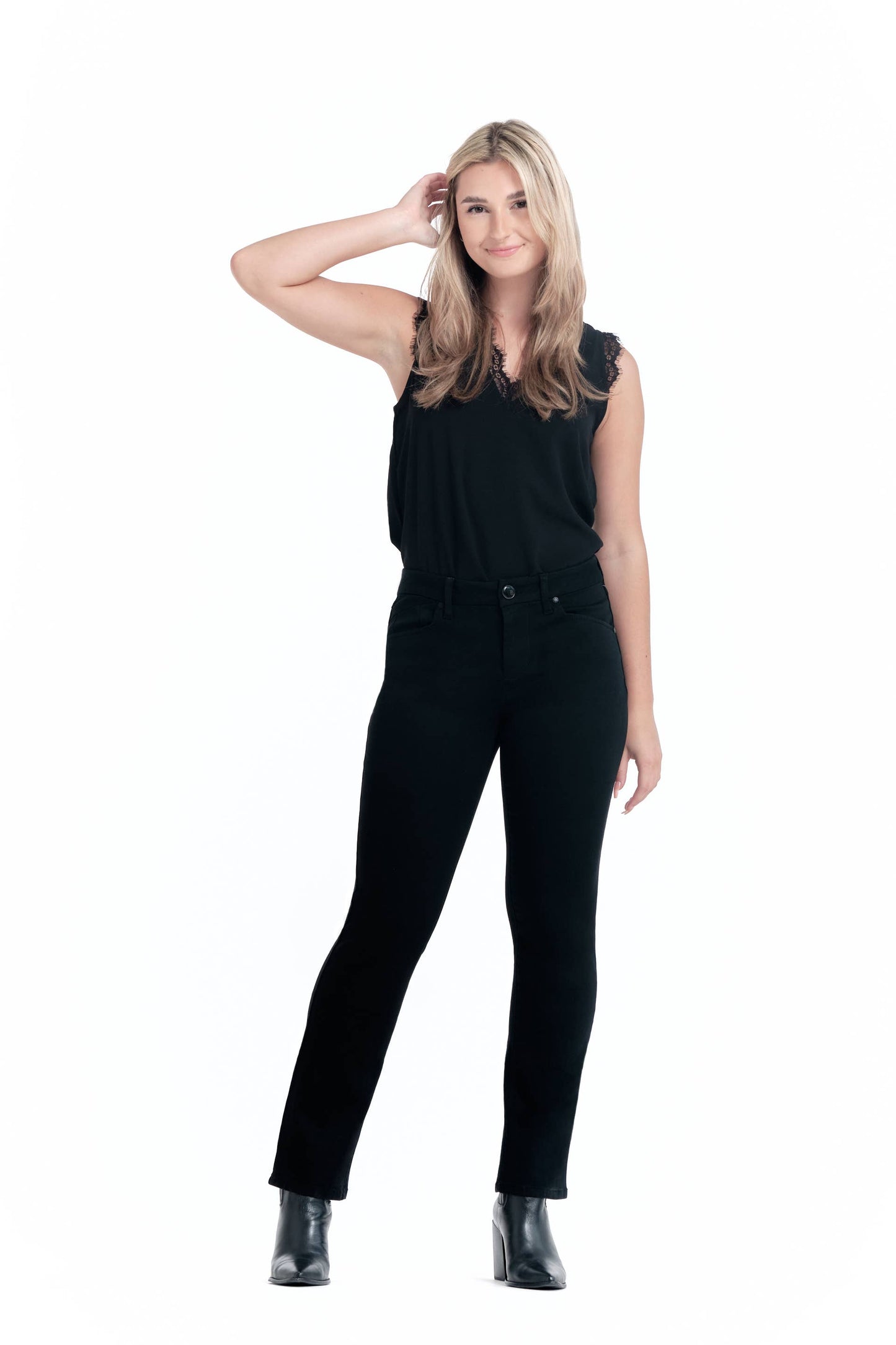 30” Better Butter Mid-Rise Slim Straight in Black: 4/27