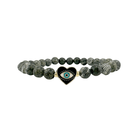 Sandi Heart of Protection Gemstone Evil Eye Bracelet: Green Jasper