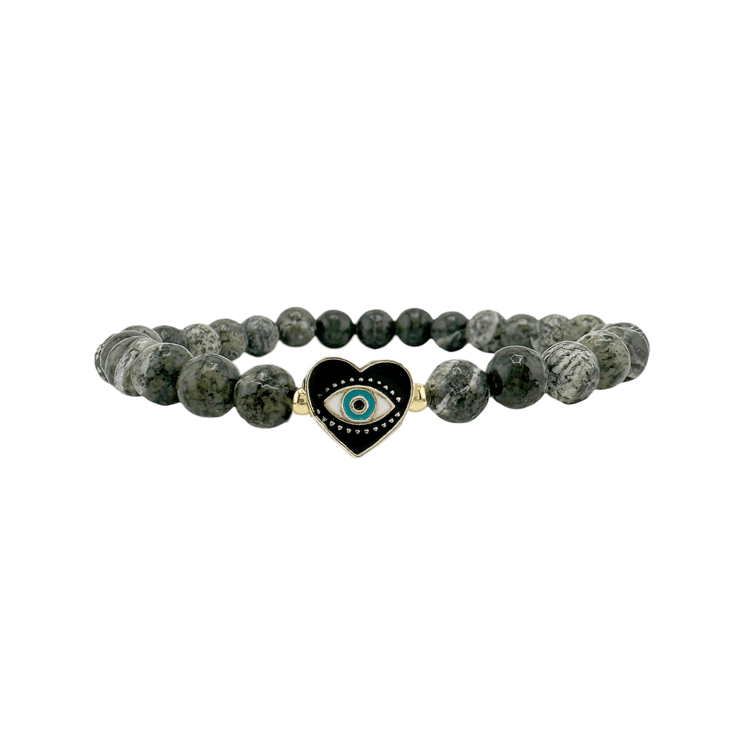 Sandi Heart of Protection Gemstone Evil Eye Bracelet: Black Jasper