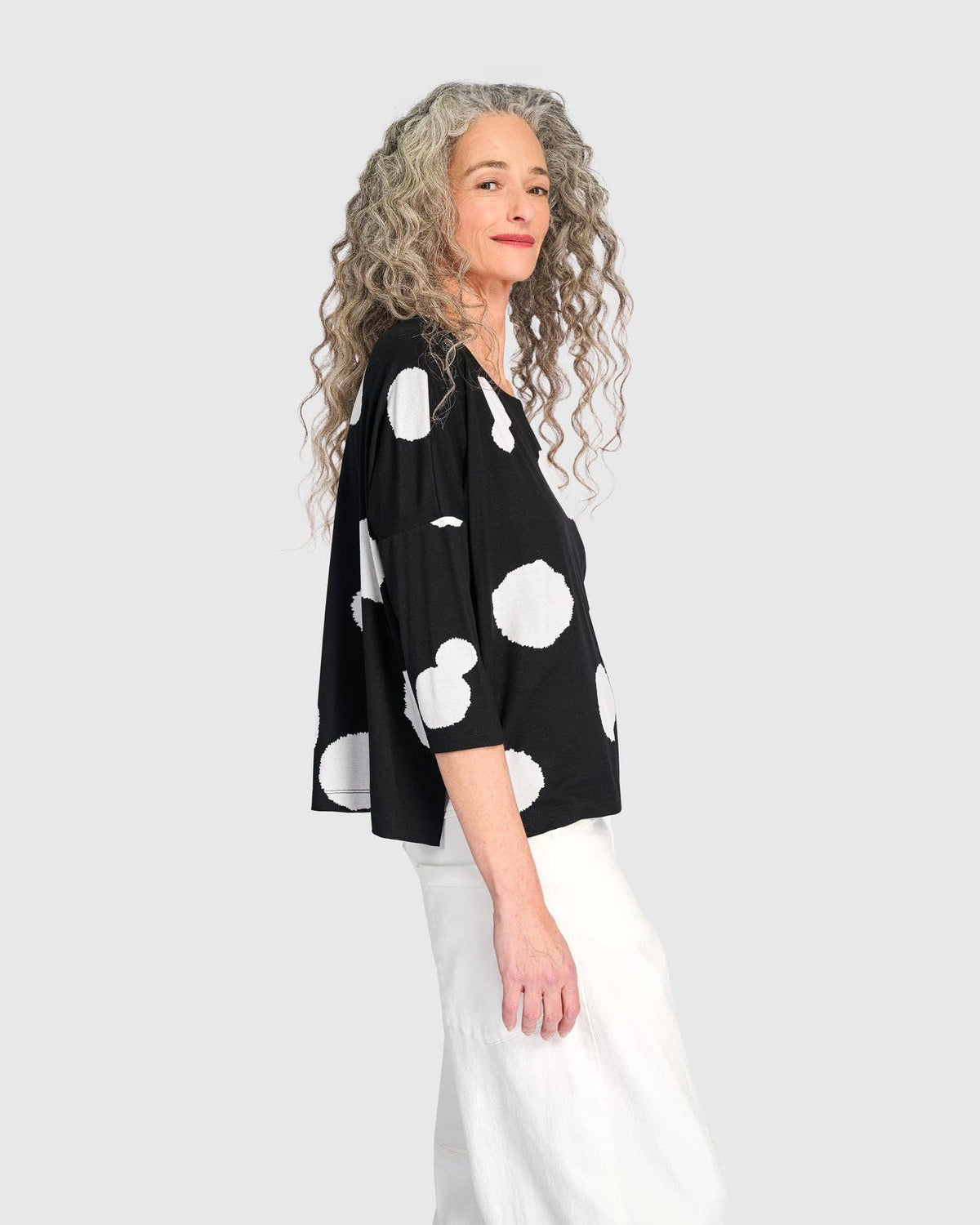 Full Moon Boxy Tee, Black/White: Circles / 2 (US 8-10)