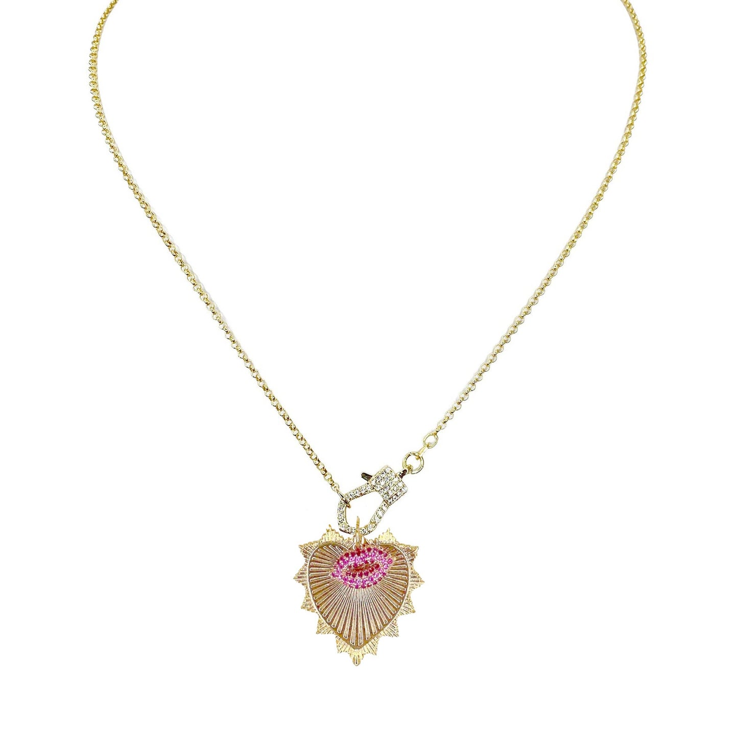 Rachael Mini Pave Clasp Necklace: Silver / 18"