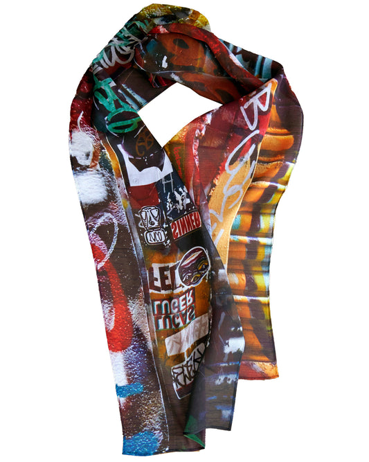Babs Graffiti Print Silk Scarf