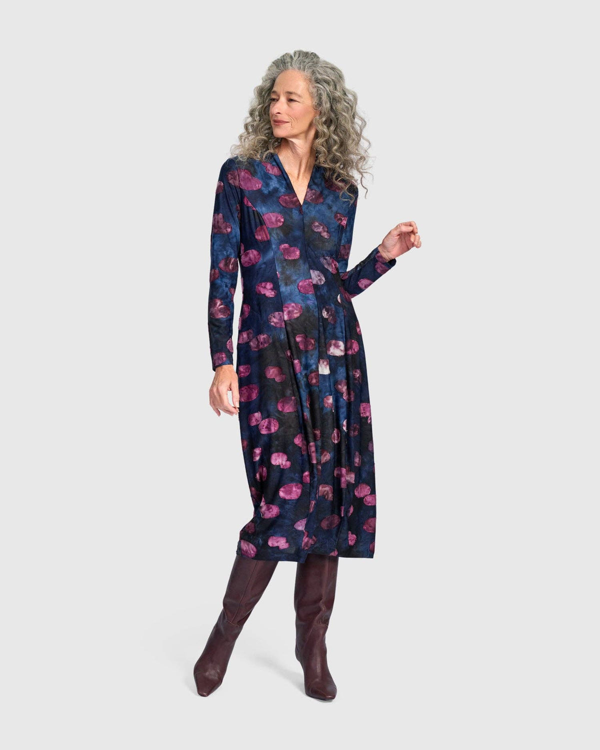 Festoon V-Neck Cocoon Dress, Midnight/Wine: Midnight / 0 (US 4-6)
