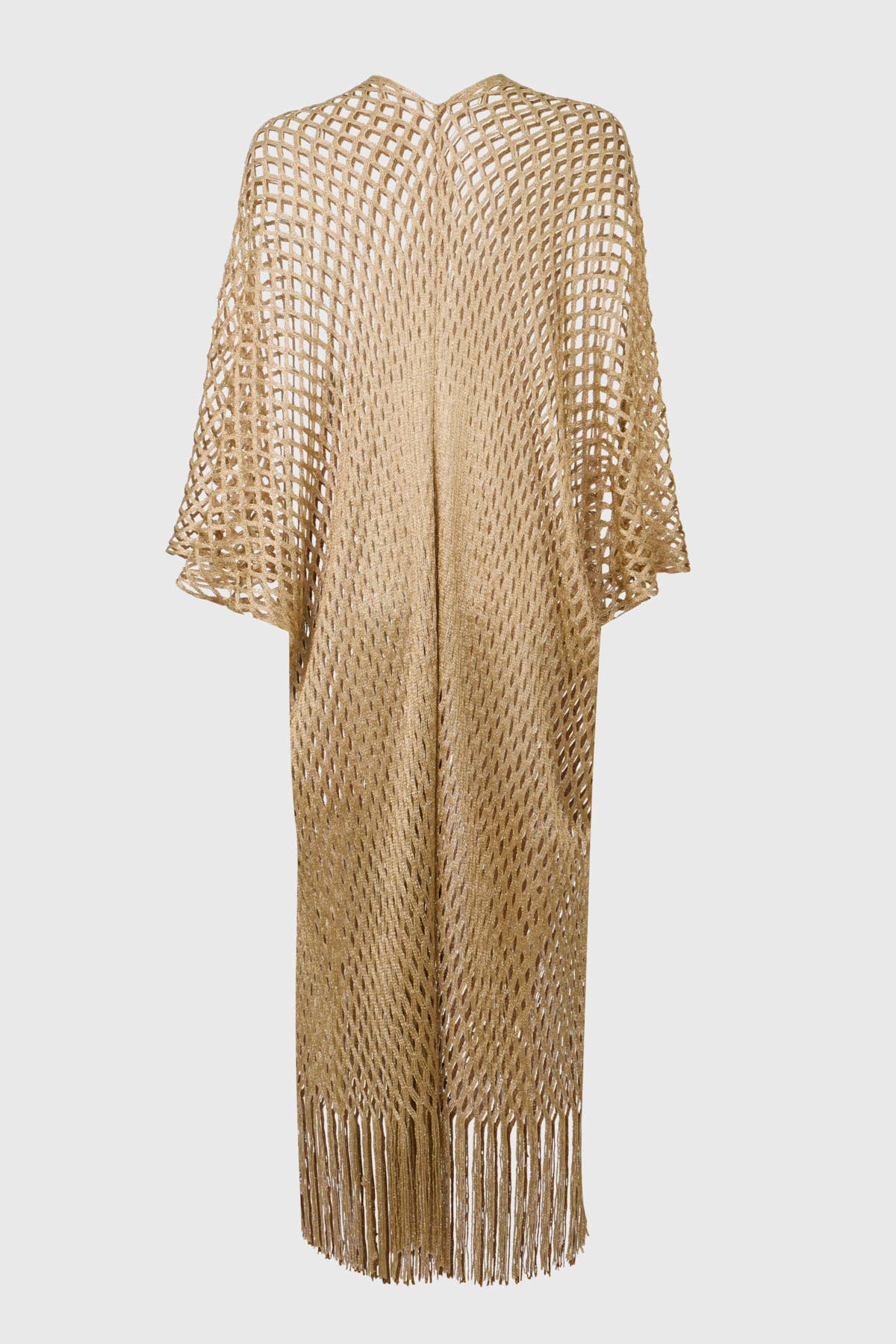 Metallic Fringe Kimono: Gold