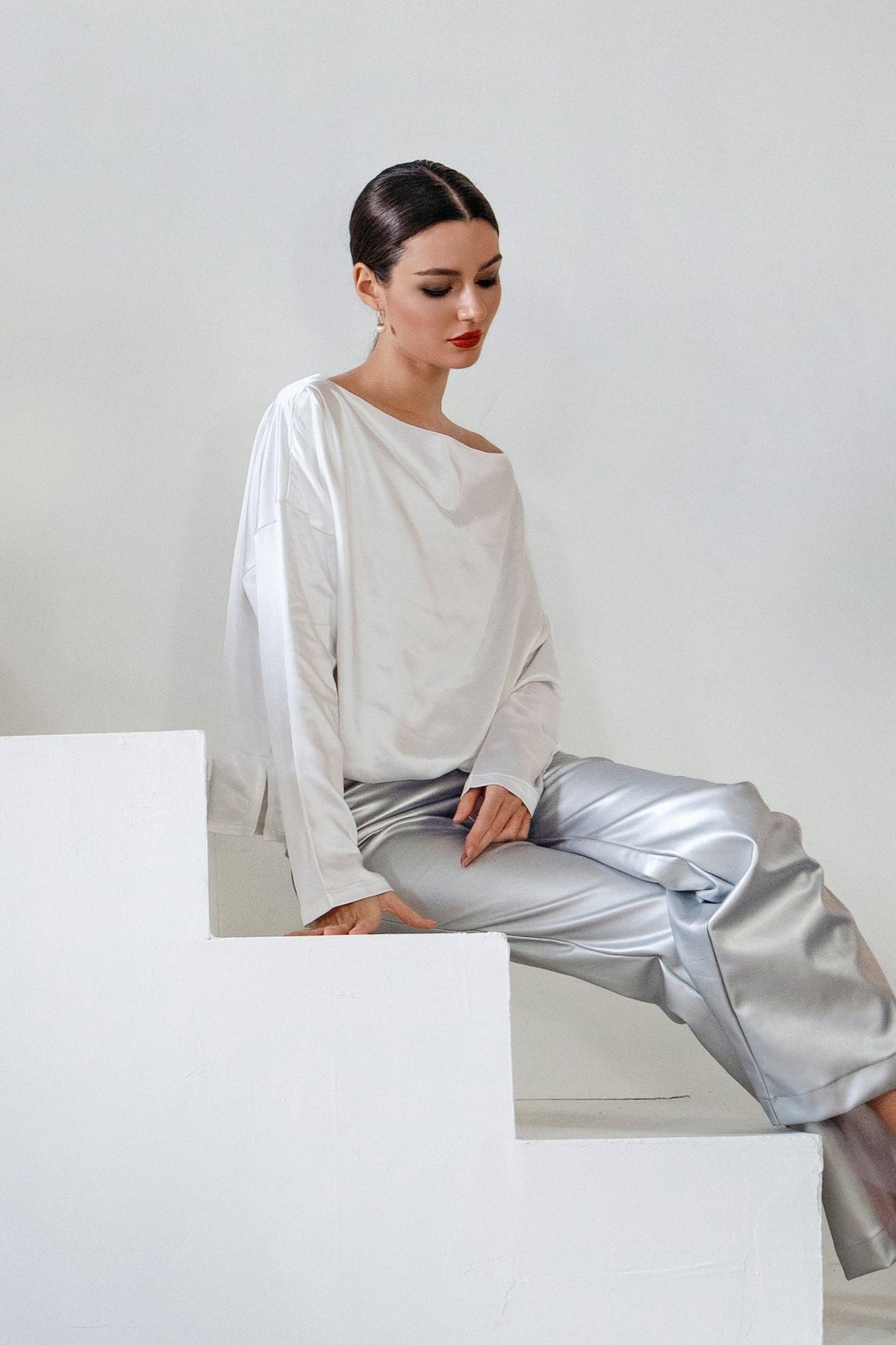 Sateen Evening Tee - White: 1