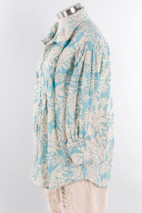 Blockprint Tora Shirt with Hand Sewn 1123 - Magnolia Pearl
