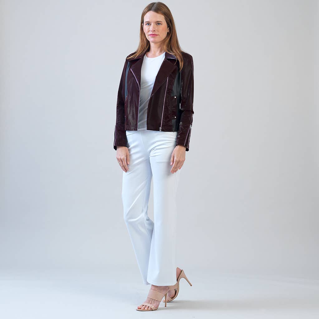 JK225H -Vinyl, Liquid Leather ™ Panel Zip Cuff Pocket Jacket: Black / L
