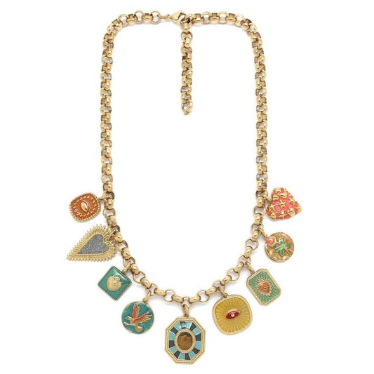 Spring and Summer Heart Charms Necklace -  N2-2681
