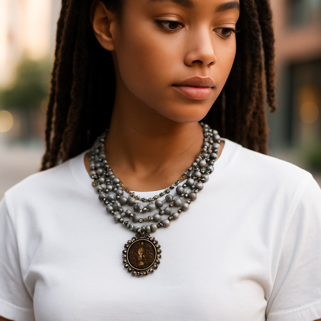 Grey Picasso Jasper Layered Necklace