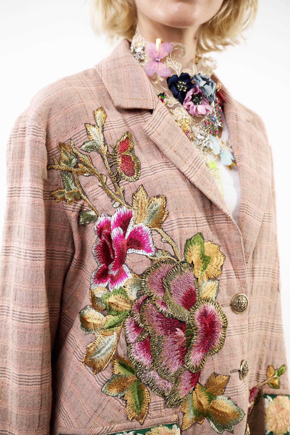 Sudden Sensation Blazer | Pink Jacket | Embroidered Jacket: Pink Ash / S