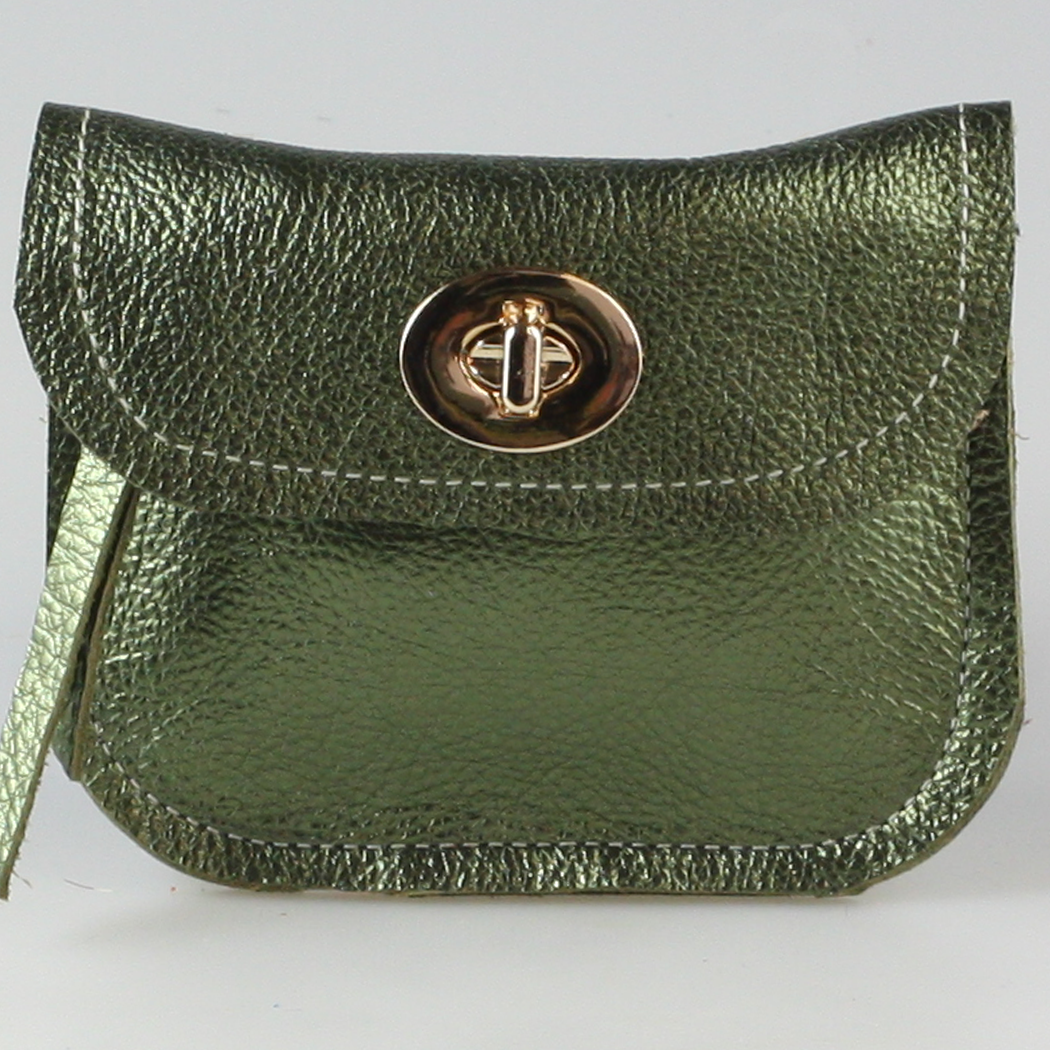 The Turnlock Metallic Leather Wallets: 3 sizes!: Gunmetal / Hamilton: 8"x4.5"