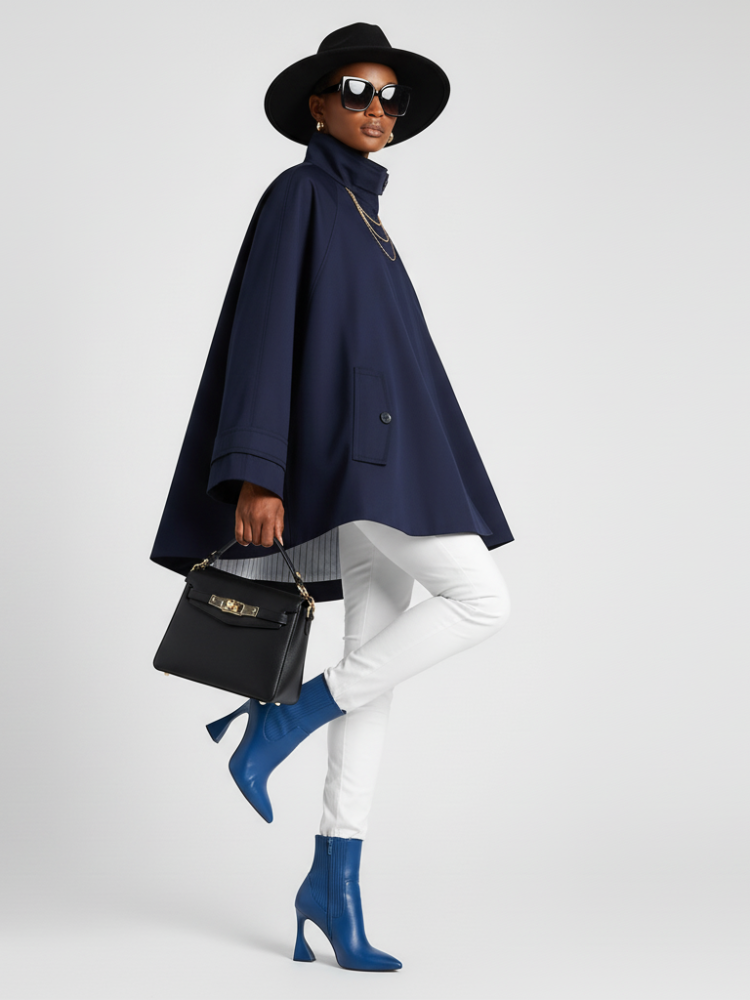 Women's Cape Jacket TRIBECA ECO FASHION BYMANYC ® New York: Blue New / M