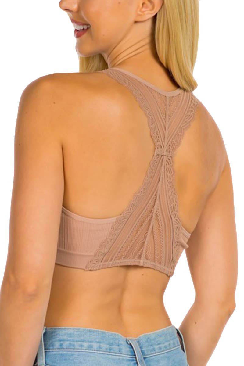 Lace Racerback Bralette: CHARCOAL / 3-3 (S/M-M/L)