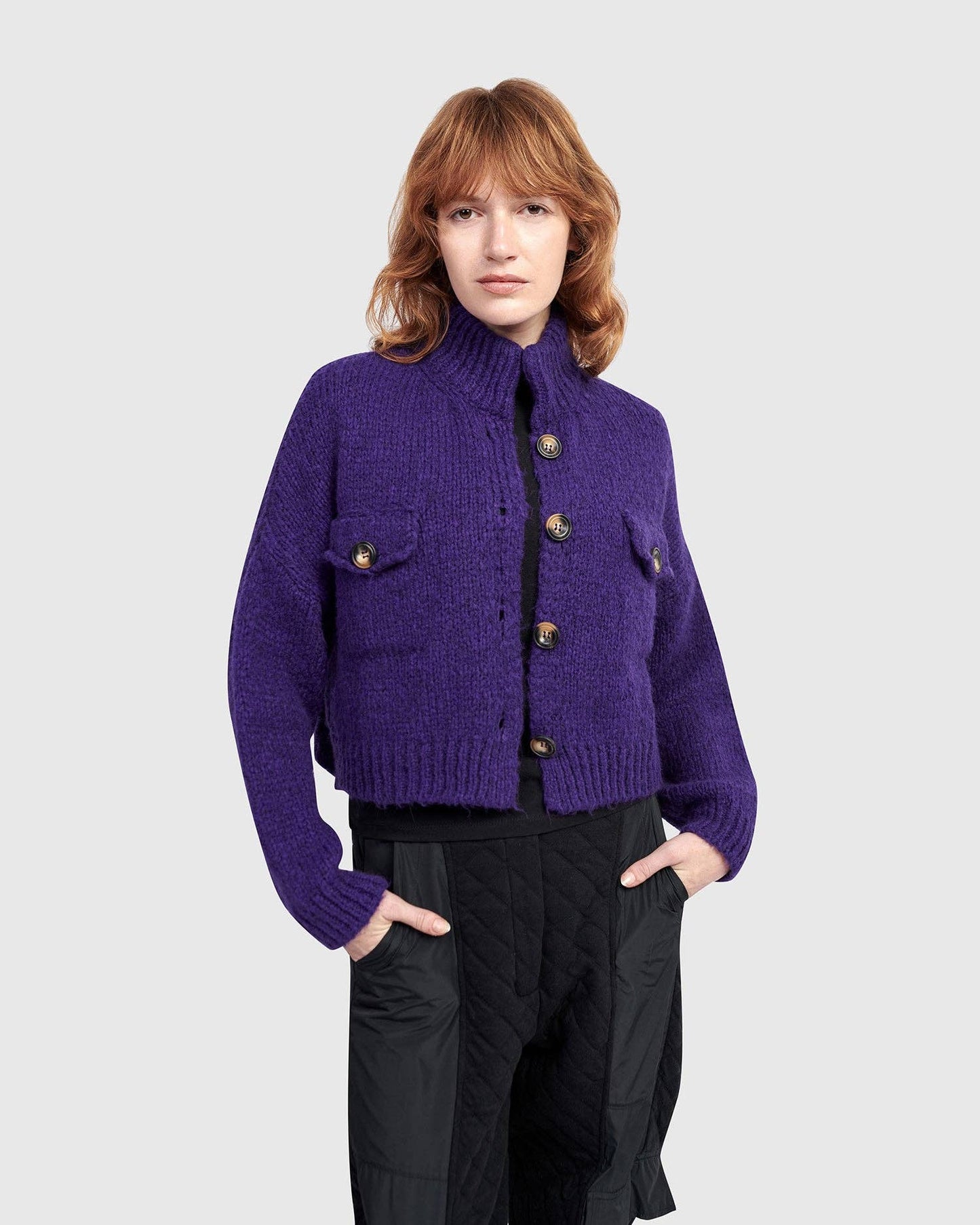 Trucker Cardigan, Purple: Purple / L (US 14-16)