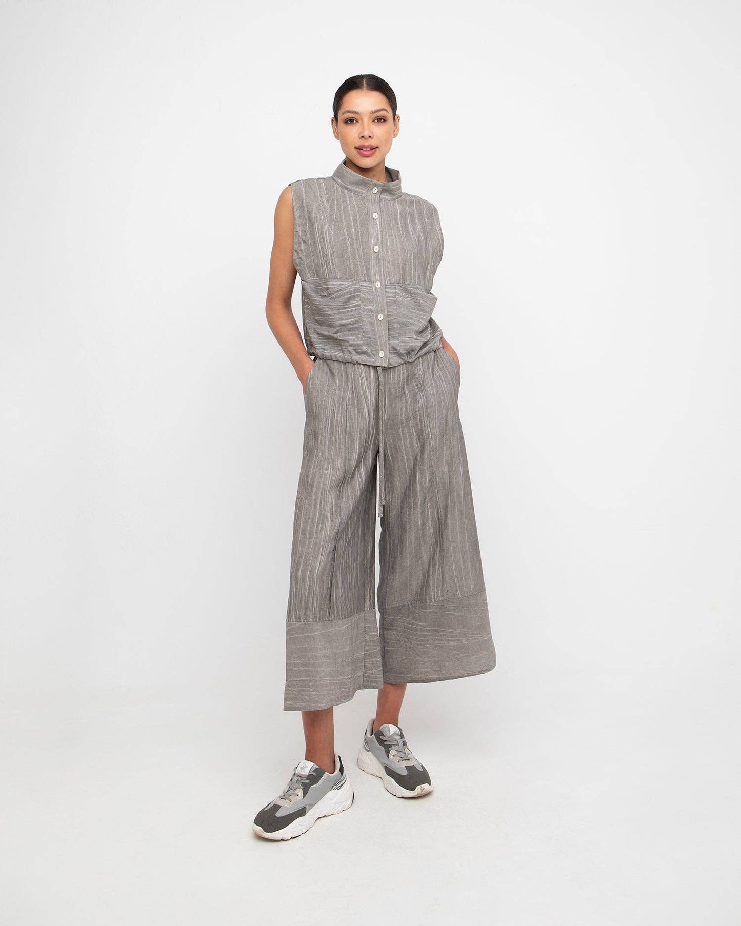 Ozai N Ku Mene Wide Crop Pant, Taupe: Taupe / L (US 10-12)
